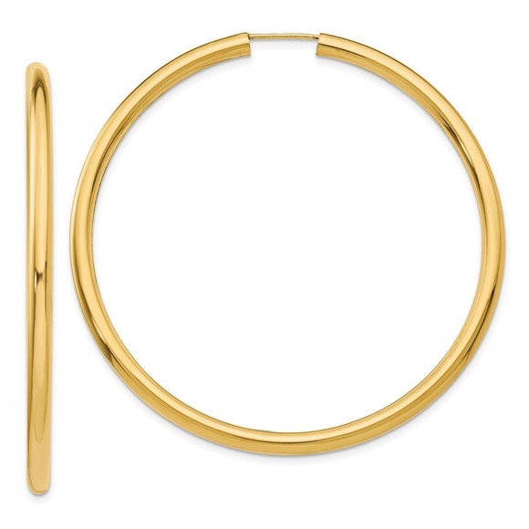 14k Yellow Gold Polished Endless Tube Hoop Earrings 55 L x 55 mm W